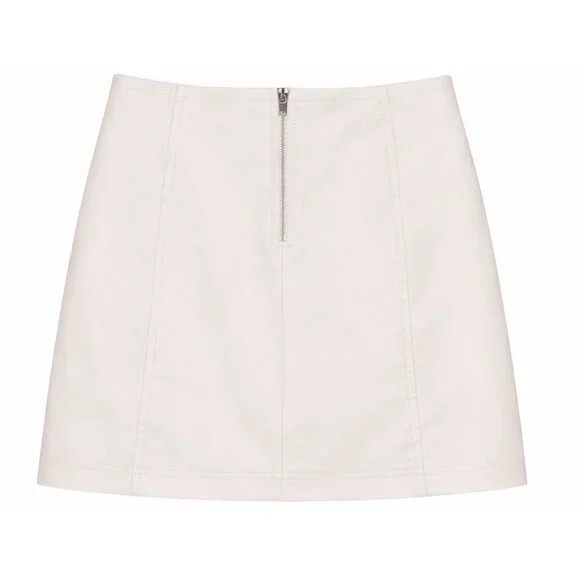 Free People Faux White Leather Mini Skirt Size 12 New With Tags - Picture 3 of 10